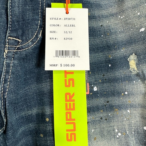 Smoke Rise DNM Co Distressed Lazy Fit Jean, Men's Size 32/32 - Blue/Multi - Picture 4 of 12